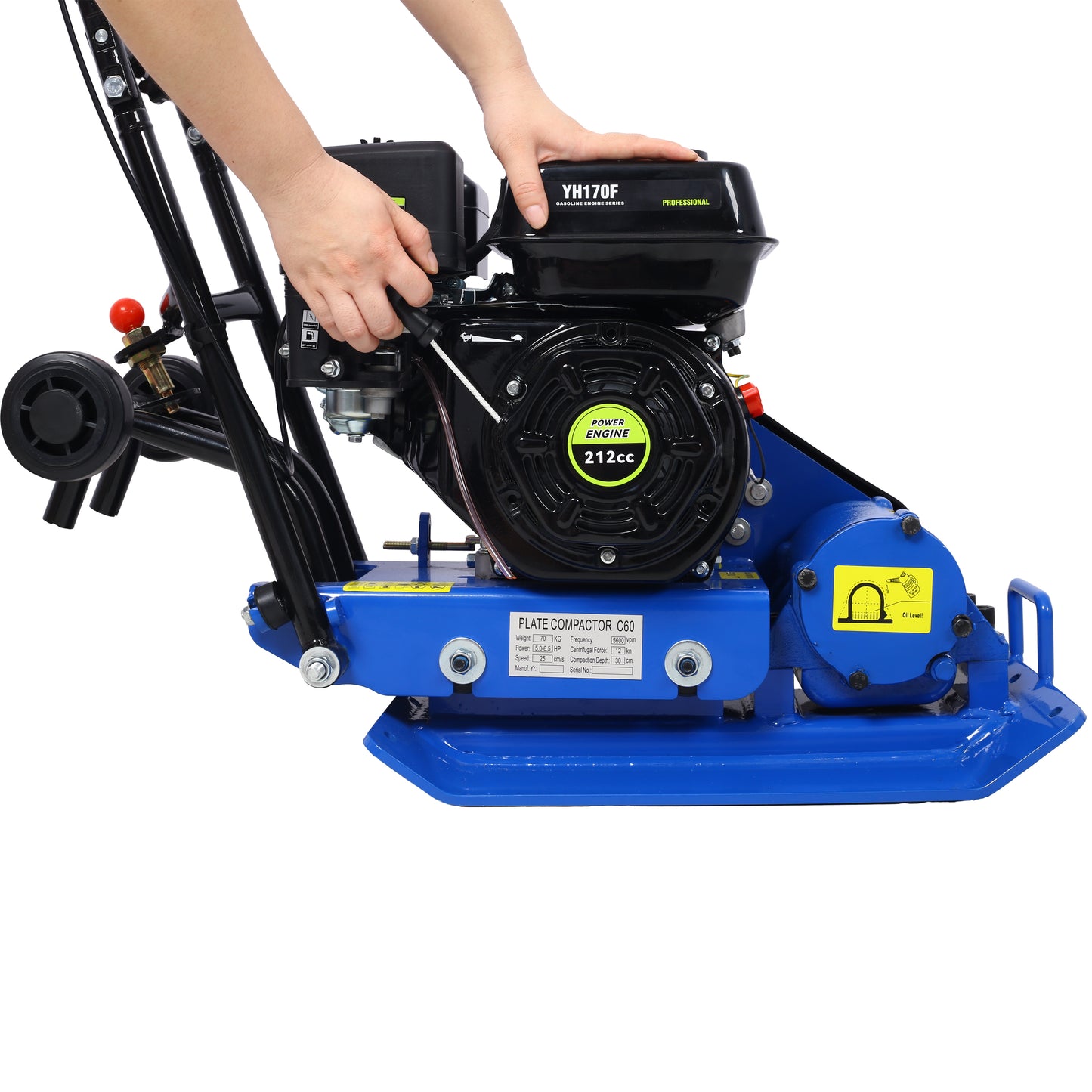 212cc 7.0HP 5600VPM Gas Vibration Compaction Force 20 x 14 inch Plate Compactor w/Built-in Wheel,EPA compliant image 9