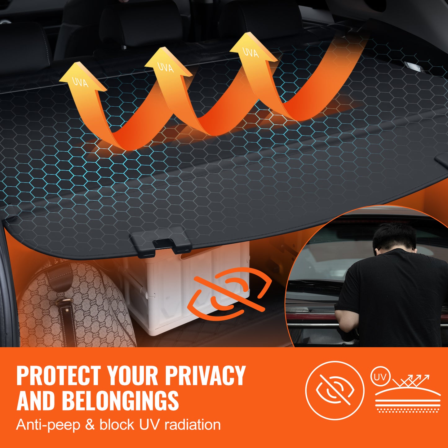 Retractable Cargo Cover for Mazda, Upgraded Waterproof Trunk Cover Security Shield Shade for Mazda CX-5 2017-2025 5-Seater, UV Resistant Rear Trunk Cover, Aluminum Alloy & PVC Leather Texture image 6