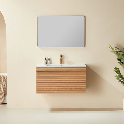 Pre-Assembled 36" Wall Mounted & Floating Single Vanity Cabinet with Ceramic Top (Old SKU W1826P308971) image 1