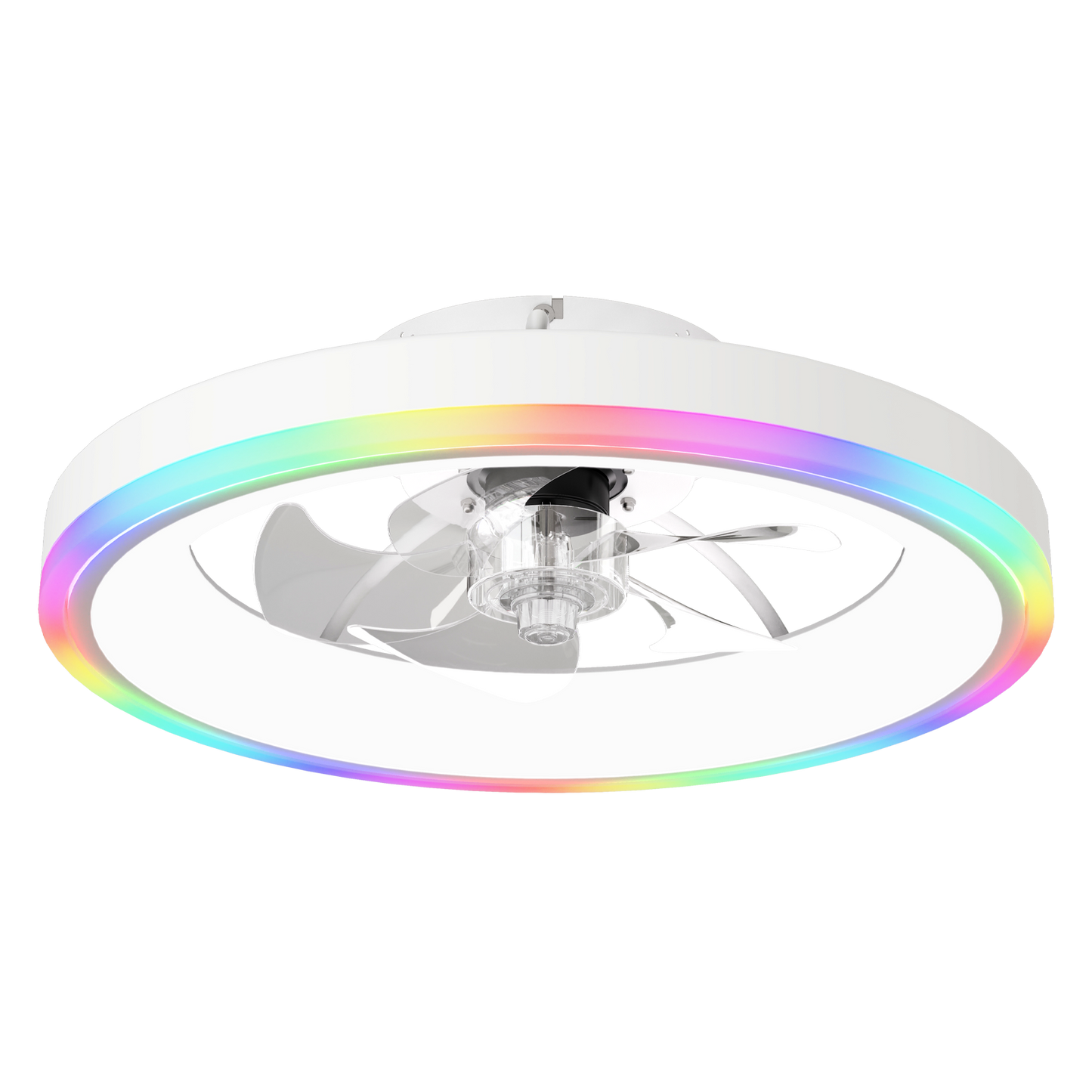 19.7" Modern RGB Ceiling Fan with Lights, Flush Mount Low Profile Fan with Remote & APP, 6-Speed Reversible Silent DC Motor, Dimmable 3000-6500K LED for Bedroom, White image 10
