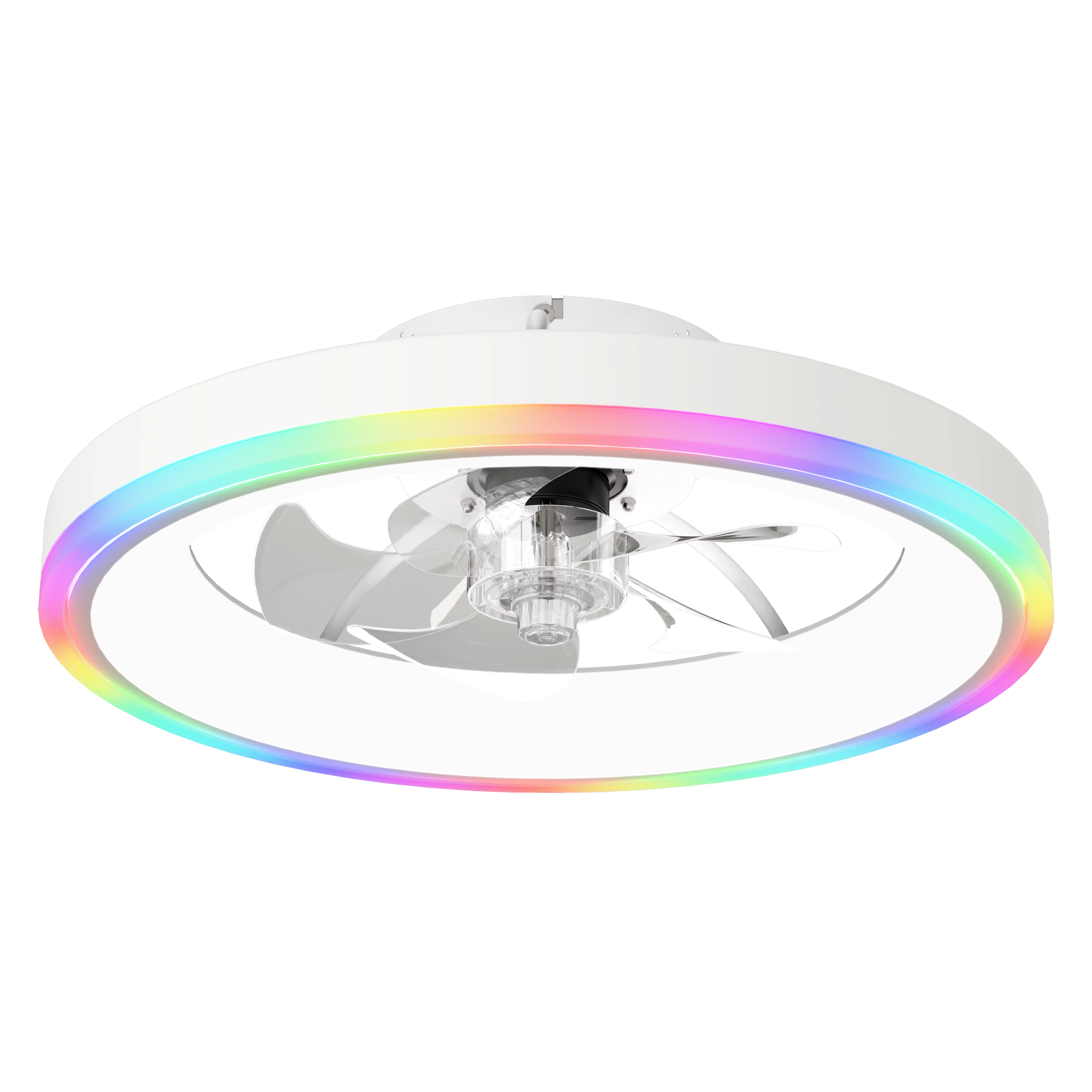 19.7" Modern RGB Ceiling Fan with Lights, Flush Mount Low Profile Fan with Remote & APP, 6-Speed Reversible Silent DC Motor, Dimmable 3000-6500K LED for Bedroom, White image 10