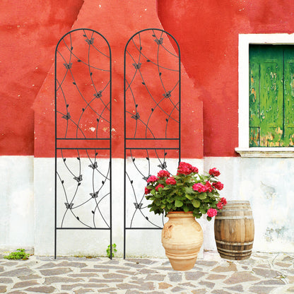2 Pack Metal Garden Trellis 86.7" x 19.7" Rustproof Trellis for Climbing Plants Outdoor Flower Support Butterfly Deco Black image 9