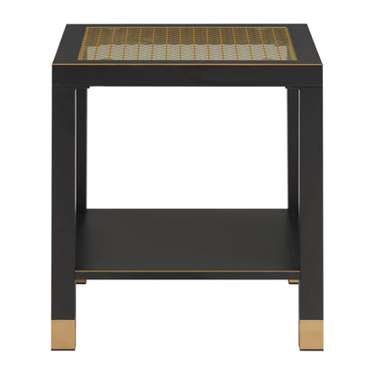 Square Side Table with Shelf, Boho Style Side Table for Living Room, Tempered Glass End Table with Metal Frame, Nightstand for Bedroom, 2-Tier, Black image 5