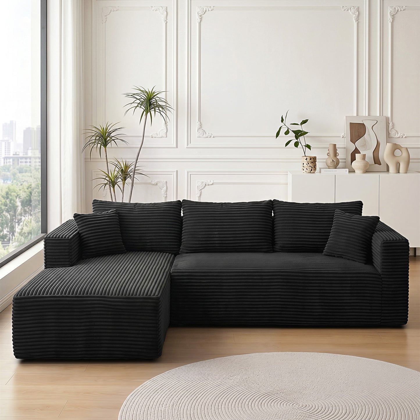 105" Sectional Couches for Living Room Cloud Couch Sofa with L-Shape Upholstered Boneless Couchs Modern Modular Sectional Couch with Chaise image 1