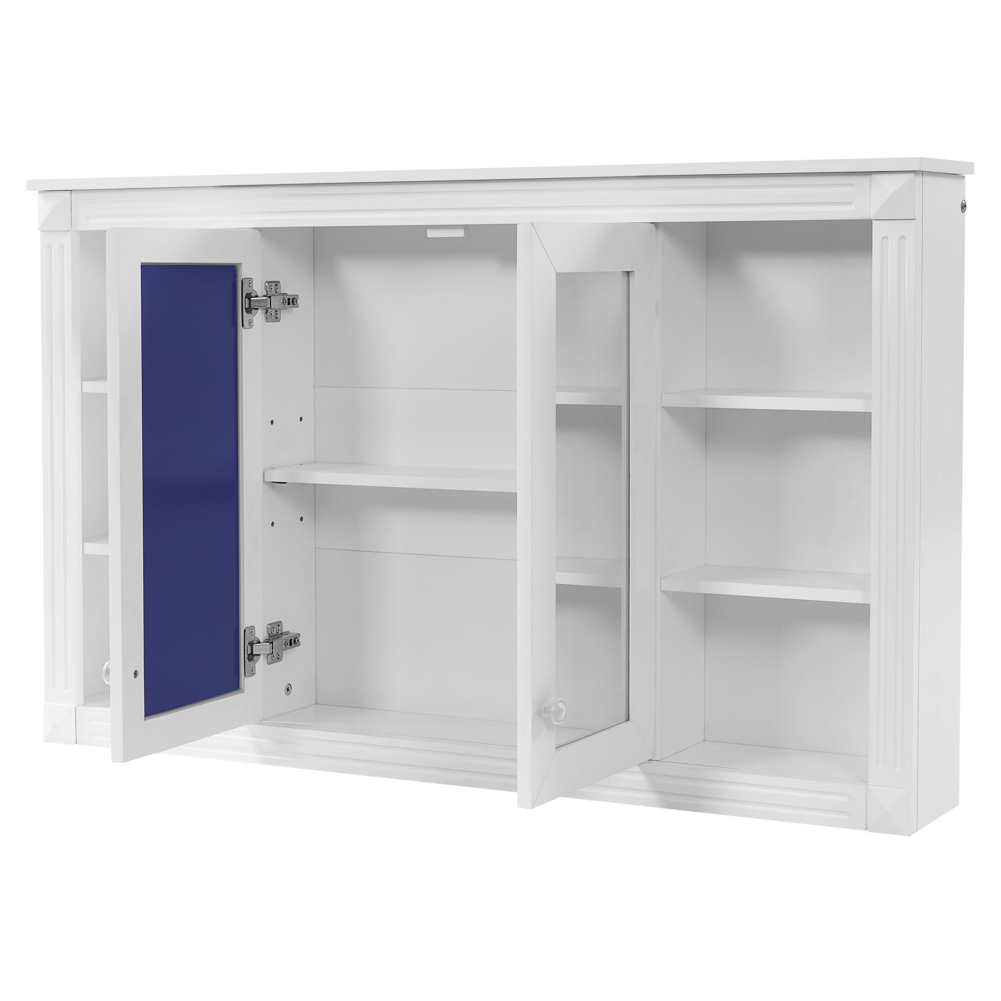 47 Inch Bathroom Mirror Cabinet with Storage, Adjustable Shelf and Open Shelves, Wall Mounted Medicine Cabinet for Bathroom, Bedroom, Vanity image 10