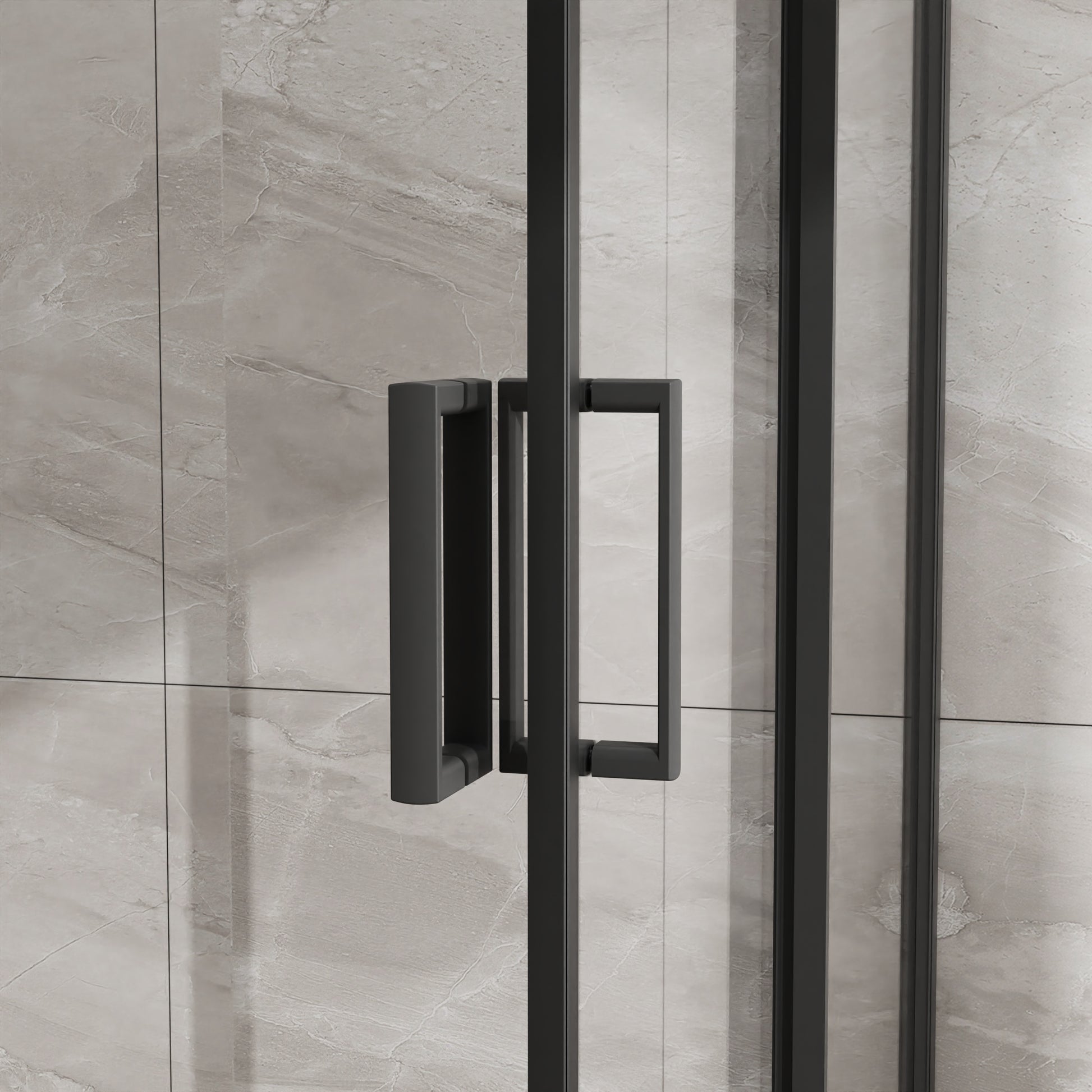 Goodyo Corner Shower Door 36 in.D x 36 in. W x 72 in. H, Shower Enclosure with 1/5 in. Clear Tempered Glass Panels, Sliding Opening, Black Finish Aluminum Framed image 6