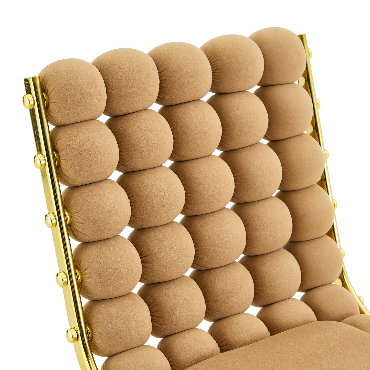 Set of 2 Tufted Ball Backrest Swivel Chair with Gold Metal Legs, Stylish Armless Chair for Home Office, Bedroom & Dining Area image 11