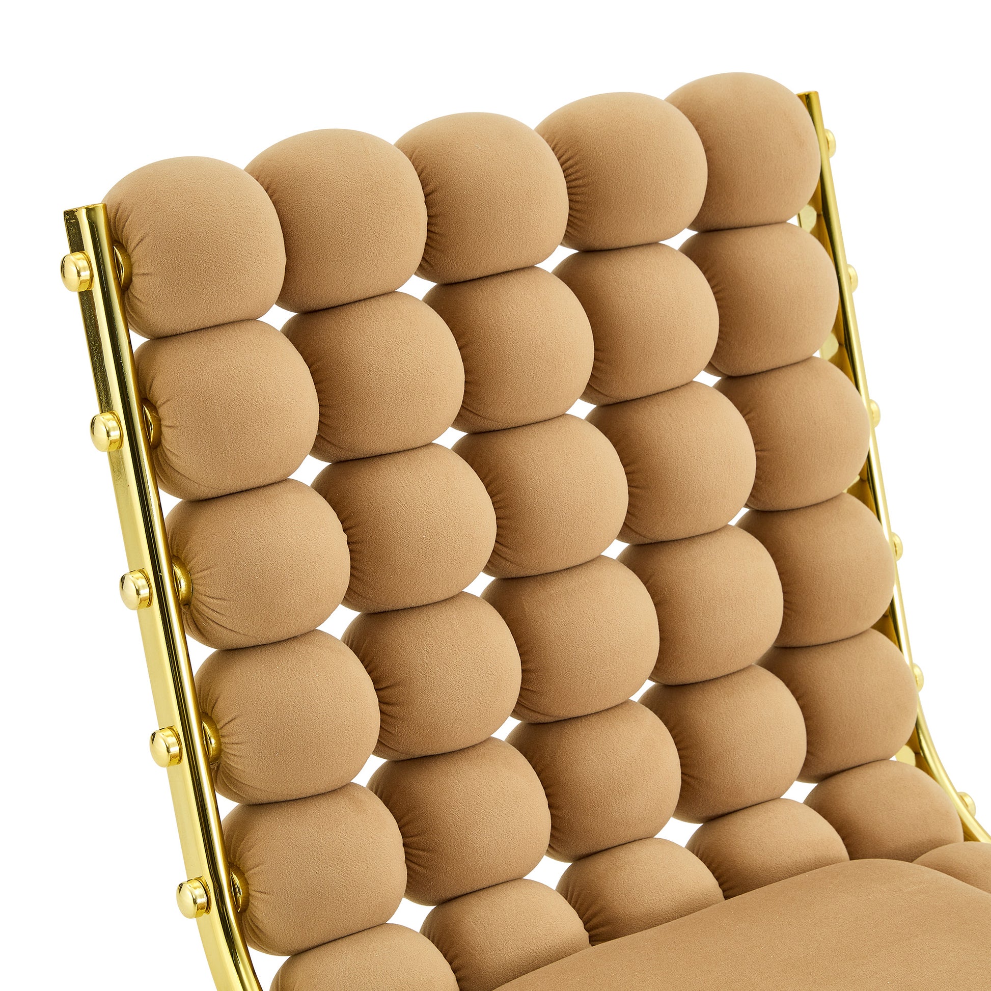 Set of 2 Tufted Ball Backrest Swivel Chair with Gold Metal Legs, Stylish Armless Chair for Home Office, Bedroom & Dining Area image 11