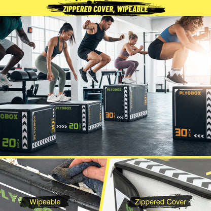3-in-1 Foam Plyometric Jump Box, 20/24/30 Inch Adjustable Height, Non-Slip Soft Plyo Box for HIIT, Crossfit & Home Gym Training image 10