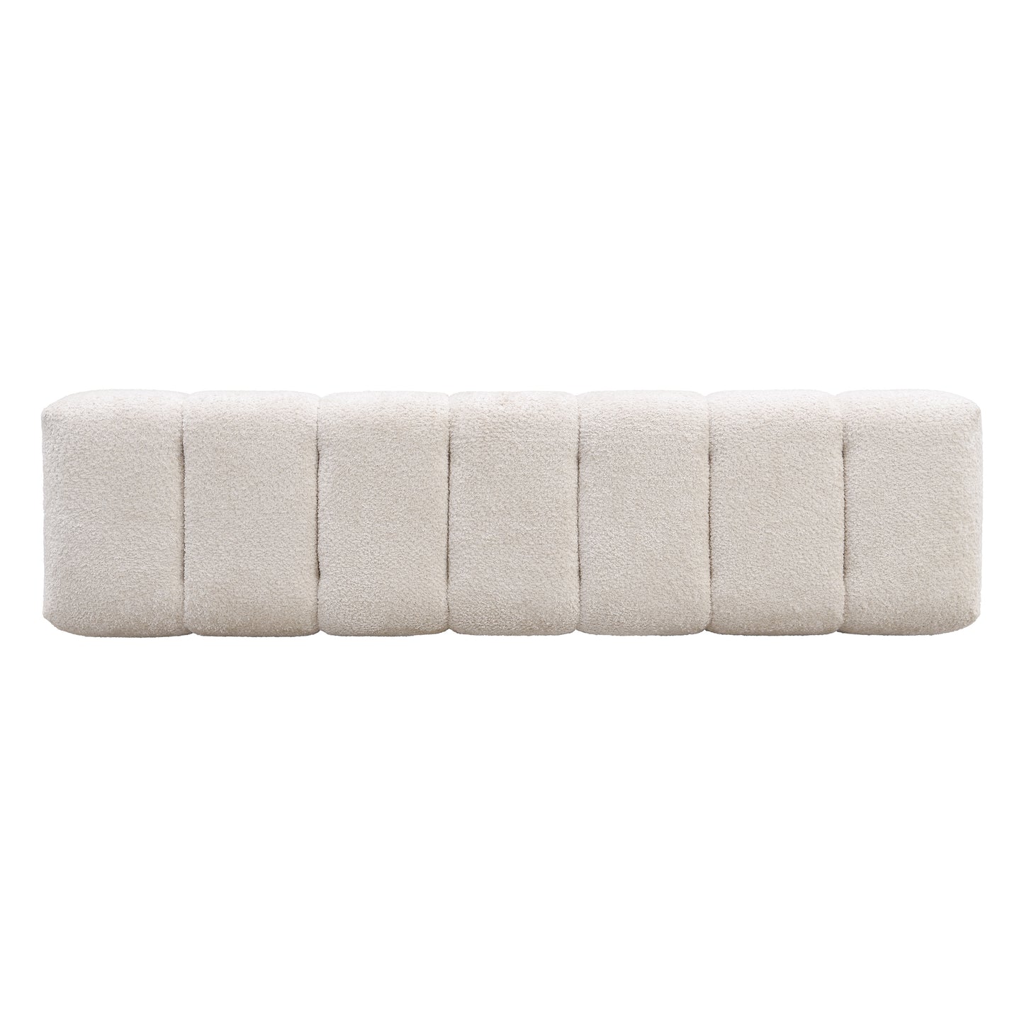 Upholstered Dining Bench for Dining Room, No-Assembly End of Bed Entryway Bench Ottoman for Bedroom Living Room, Beige Faux Fur Fabric, 300 LBS Weight Capacity image 8