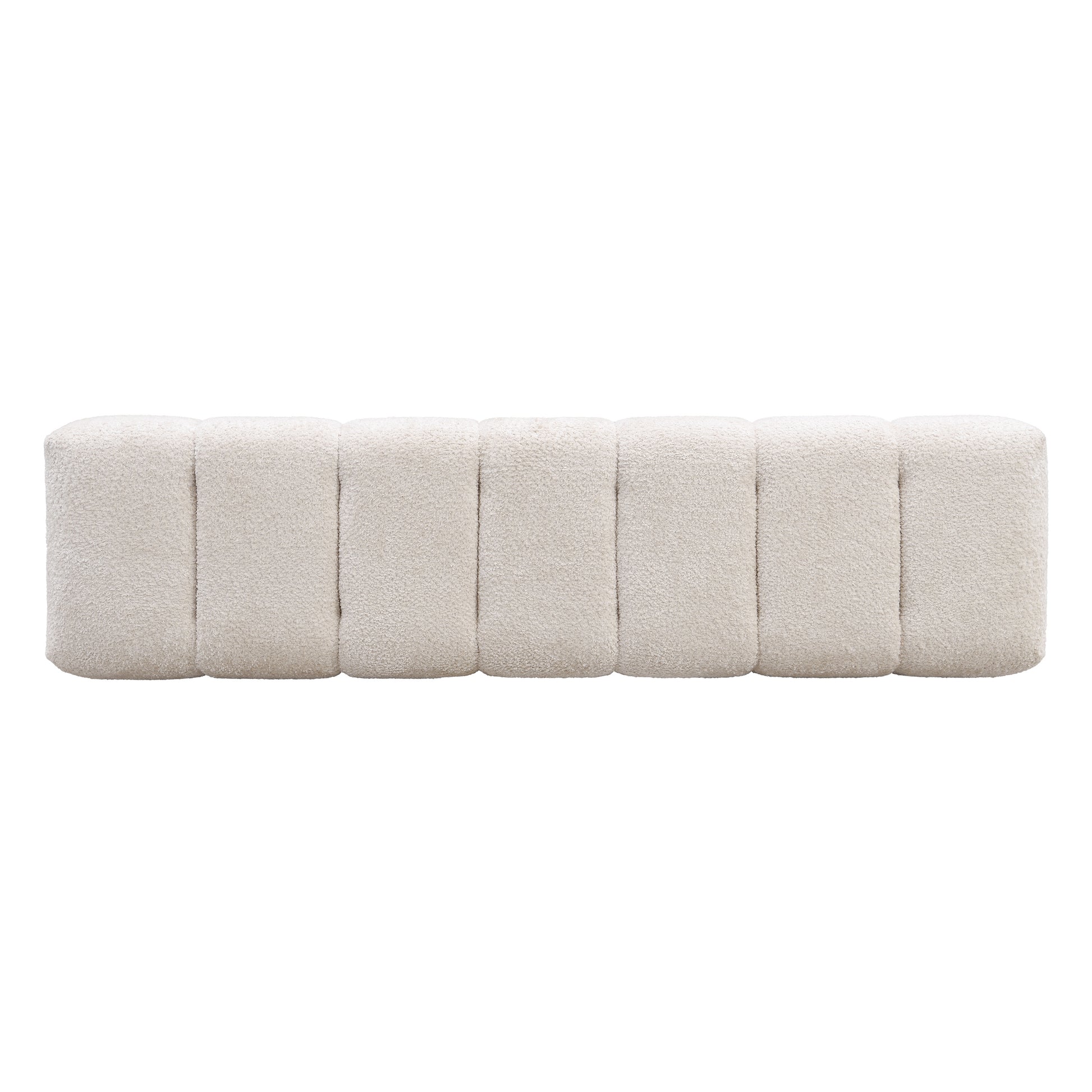 Upholstered Dining Bench for Dining Room, No-Assembly End of Bed Entryway Bench Ottoman for Bedroom Living Room, Beige Faux Fur Fabric, 300 LBS Weight Capacity image 8