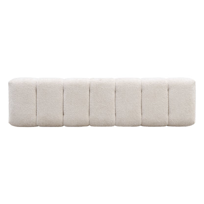 Upholstered Dining Bench for Dining Room, No-Assembly End of Bed Entryway Bench Ottoman for Bedroom Living Room, Beige Faux Fur Fabric, 300 LBS Weight Capacity image 8