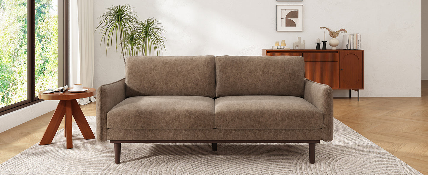 Modern Style Loveseat Sofa 75.75" Sofa Couch 2-seater Sofa with Spacious Seating Area for Living Room, Brown image 3