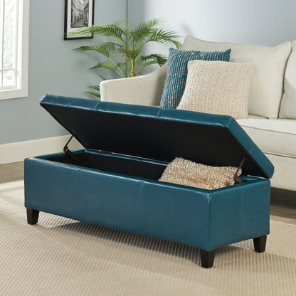 Upholstered PU Leather Storage Ottoman, Solid Wooden Legs (old sku 57742.00TEL) image 1