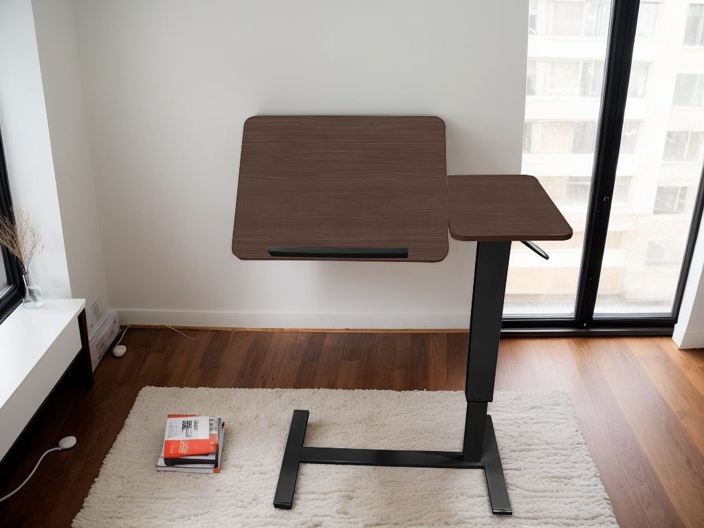 Bedside Table,Folding Overbed Bedside Desk Mobile Rolling Laptop Stand Tilting Overbed Table with Wheels Height Adjustable Tray Table for Laptop Bed Sofa Side Table (WALNUT) image 12