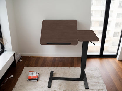 Bedside Table,Folding Overbed Bedside Desk Mobile Rolling Laptop Stand Tilting Overbed Table with Wheels Height Adjustable Tray Table for Laptop Bed Sofa Side Table (WALNUT) image 12