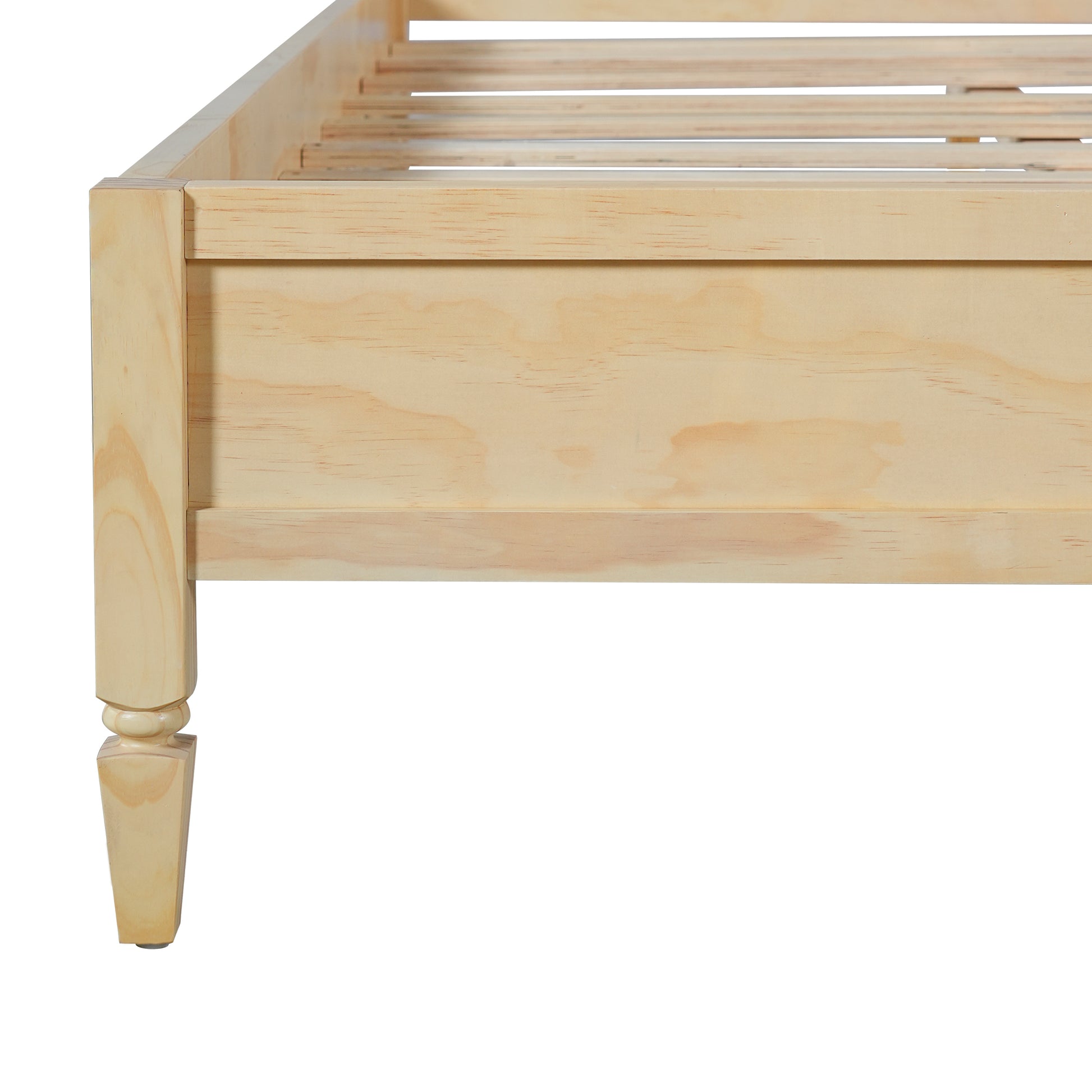 Queen Size Wood Platform Bed Frame with Classic Panel Headboard, Wooden Slats Support, No Box Spring Needed, Easy Assembly, Natural image 10