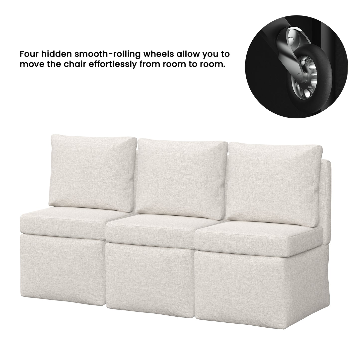 Armless Lounge Sofa Chair, Soft Corduroy Upholstered Accent Chair with High-Density Sponge Cushion, Comfy Single Sofa Seat for Living Room Bedroom, No Assembly Required image 6