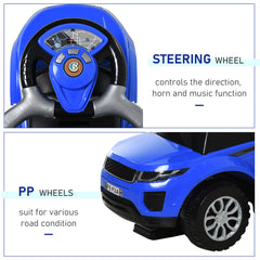 Aosom 2 In 1 Push Cars for Toddlers Kid Ride on Push Car Stroller Sliding Car with Horn Music Light Function Secure Bar Ride on Toy for Boy Girl 1-3 Years Old Blue