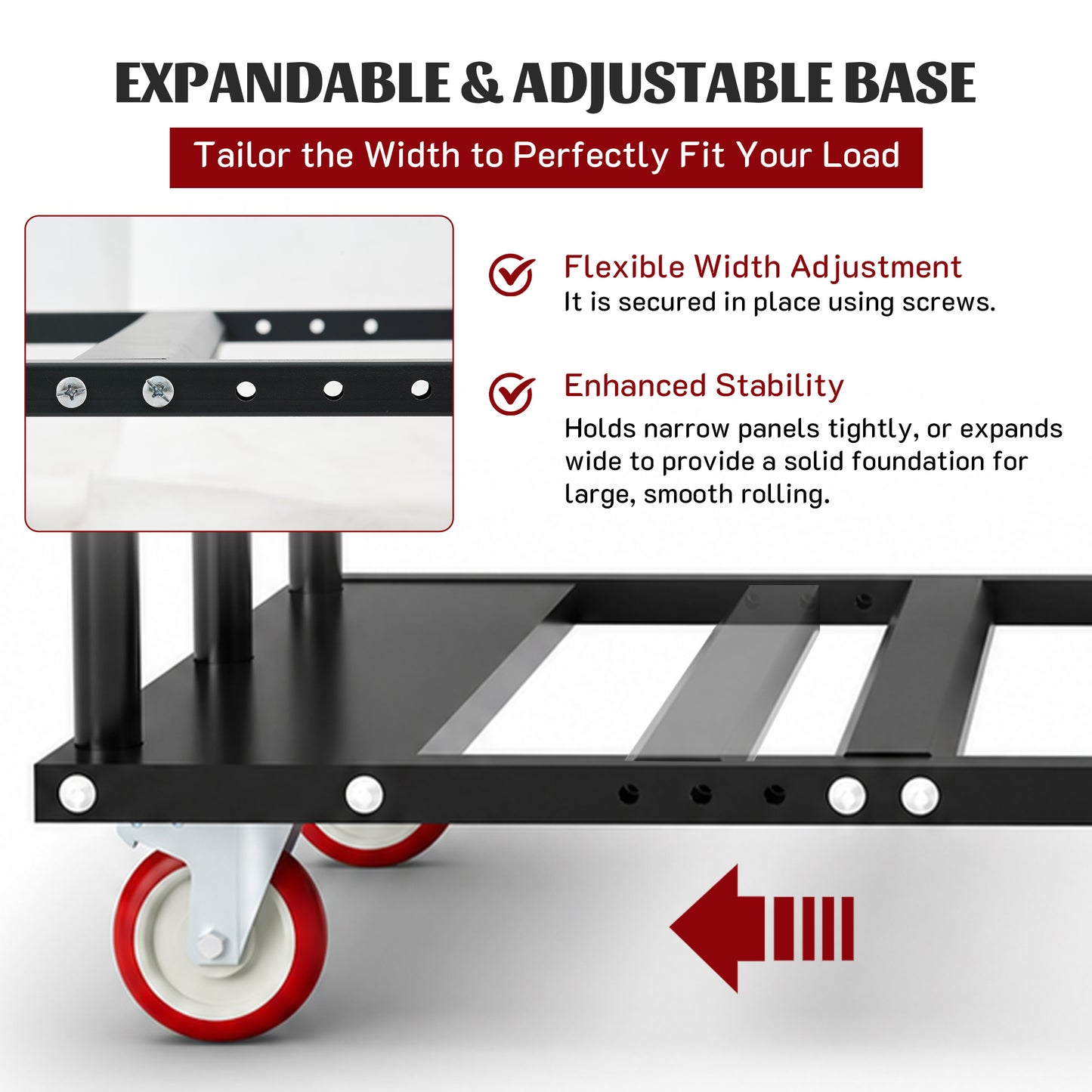 2000LBS Heavy Duty 2-in-1 Table Dolly, Adjustable Furniture Mover Cart with Multi-Slot & Flatbed Modes, 360° Swivel PU Wheels, Dual Brakes – For Drywall, Plywood, Equipment image 8