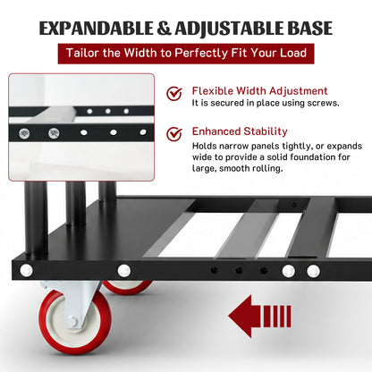 2000LBS Heavy Duty 2-in-1 Table Dolly, Adjustable Furniture Mover Cart with Multi-Slot & Flatbed Modes, 360° Swivel PU Wheels, Dual Brakes – For Drywall, Plywood, Equipment image 8