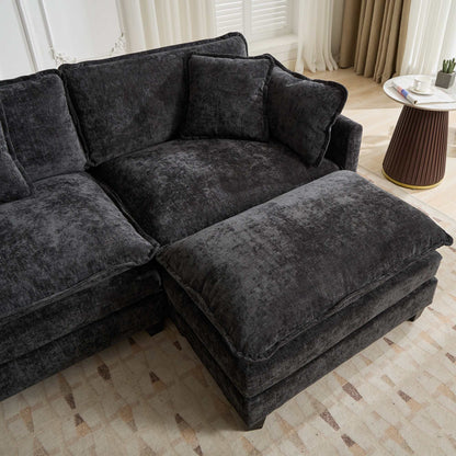 Cloud Sofa Armrests only, Modern Sectional Couch, for Living Room Bedroom and Apartment, Comfy Double Layer Upholstered Seat Cushion, Breathable Chenille Fabric, Black image 4