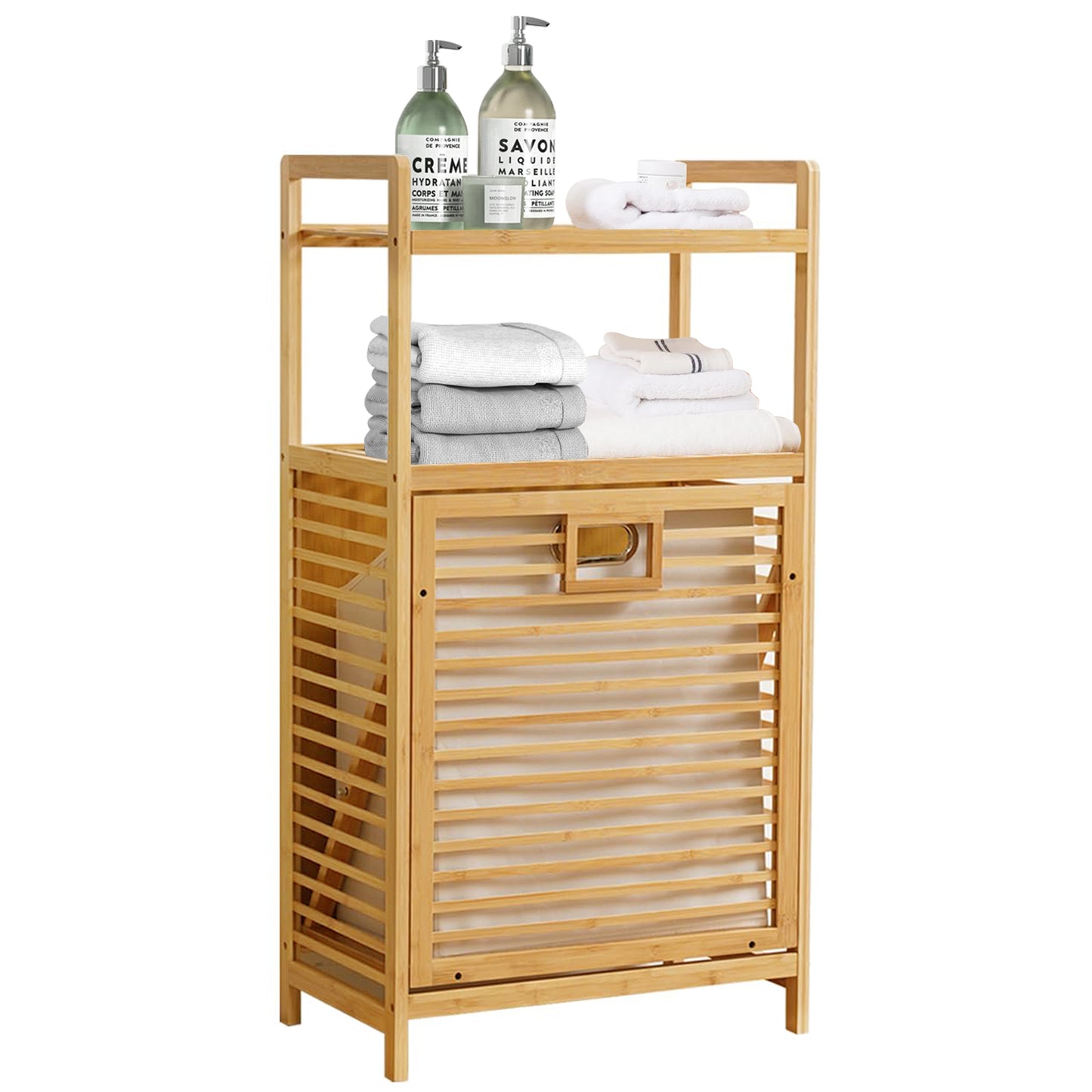 Laundry Hamper with 2-Tier Shelves & Tilt Out Basket, Laundry Baskets Organizer Hampers Bathroom Storage Shelf for Laundry Room, Bathroom, Nursery, Bedroom, Guest Room, Closet (2 Tier - Large) image 1