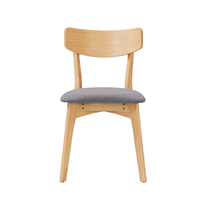 Mid-Century Walnut Finished Frame Upholstered Dining Chairs,Set of 2, Dark Grey+Natural image 11