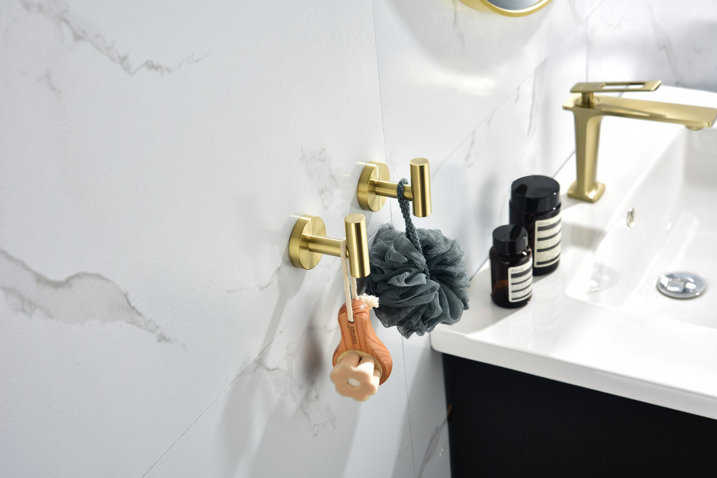 6-Pieces Bathroom Hardware Accessories Set, Bath Towel Bar, Towel Ring, Toilet Paper Holder and Towel Hooks for Wall Mounted image 8
