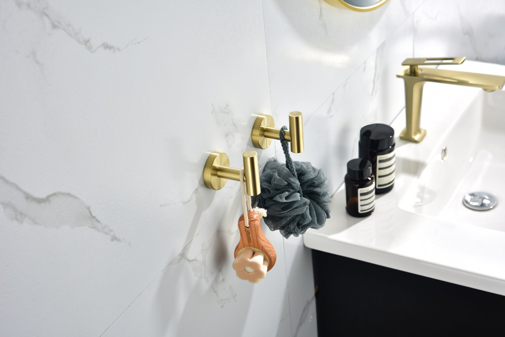 6-Pieces Bathroom Hardware Accessories Set, Bath Towel Bar, Towel Ring, Toilet Paper Holder and Towel Hooks for Wall Mounted image 8