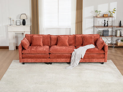 Cloud Sofa 3 Seats (Ottoman is not included), Modern Sectional Couch, for Living Room Bedroom and Apartment, Comfy Double Layer Upholstered Seat Cushion, Breathable Chenille Fabric,Orange,SS5013OG image 3
