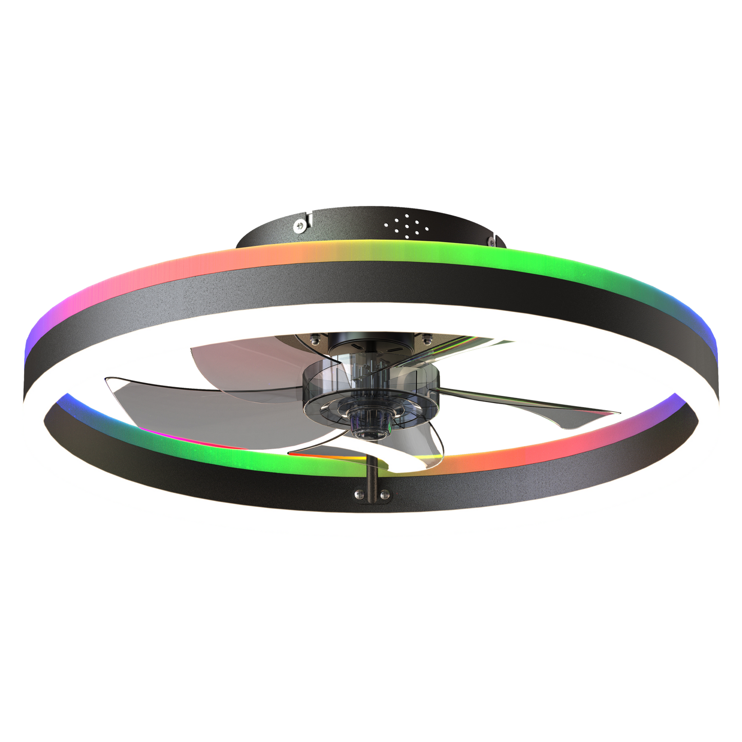 19.7" RGB Flush Mount Ceiling Fan with Light, 6-Speed Reversible Low Profile Fan with Remote & APP for Bedroom, Black image 10