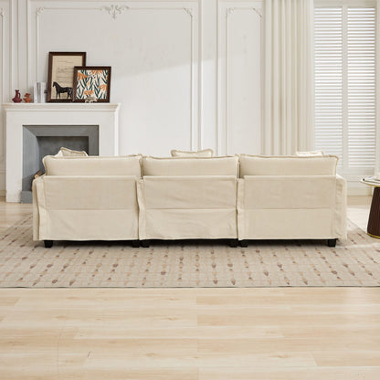 Cloud Sofa two Seats (the cushion on the armrest not included), Modern Sectional Couch, for Apartment, Comfy Double Layer Upholstered Seat Cushion, Breathable Chenille Fabric, Beige,SW504ABG image 6