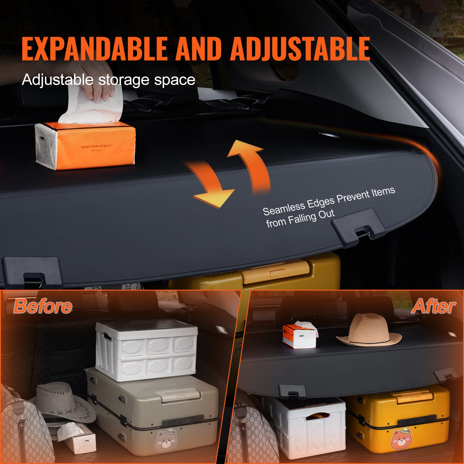 Retractable Cargo Cover for Mazda, Upgraded Waterproof Trunk Cover Security Shield Shade for Mazda CX-5 2017-2025 5-Seater, UV Resistant Rear Trunk Cover, Aluminum Alloy & PVC Leather Texture image 7