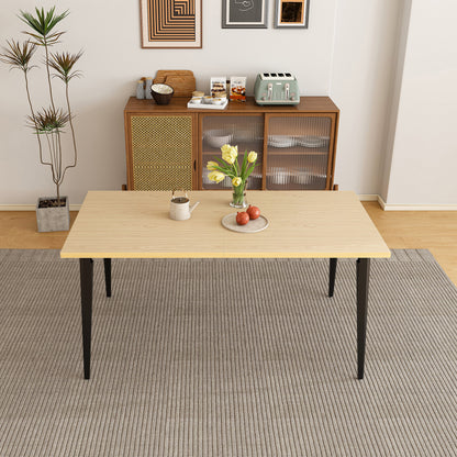 63-inch Modern Dining Table, Wooden Tabletop & Rust-Resistant Iron Legs, Rectangular Kitchen Table for 6-8 People, Rustic Industrial Design for Dining Room, Patio(Table Only) image 1
