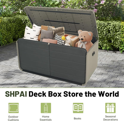 Resin Deck Box 160 Gallons, Large Heavy-Duty Outdoor Storage Box, Lockable & Waterproof Patio Outside Storage Box for Patio Furniture, Tools, Pool Supplies image 8