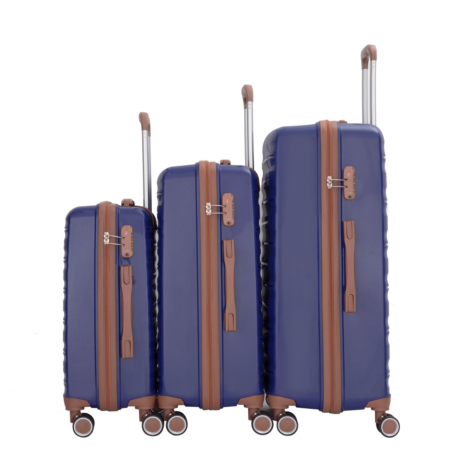 5-Piece Luggage Set,PP Hardshell Luggage Set with TSA Lock and Durable Spinner Wheels (20"24"28 +a travel bag and a toiletry bag,Blue) image 2