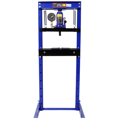 12Ton Bottle Jack Shop Press with Gauge, Bend, Straighten, or Press Parts, Install Bearings, U-Joints, Bushings, Ball Joints, and Pulleys,Blue image 1