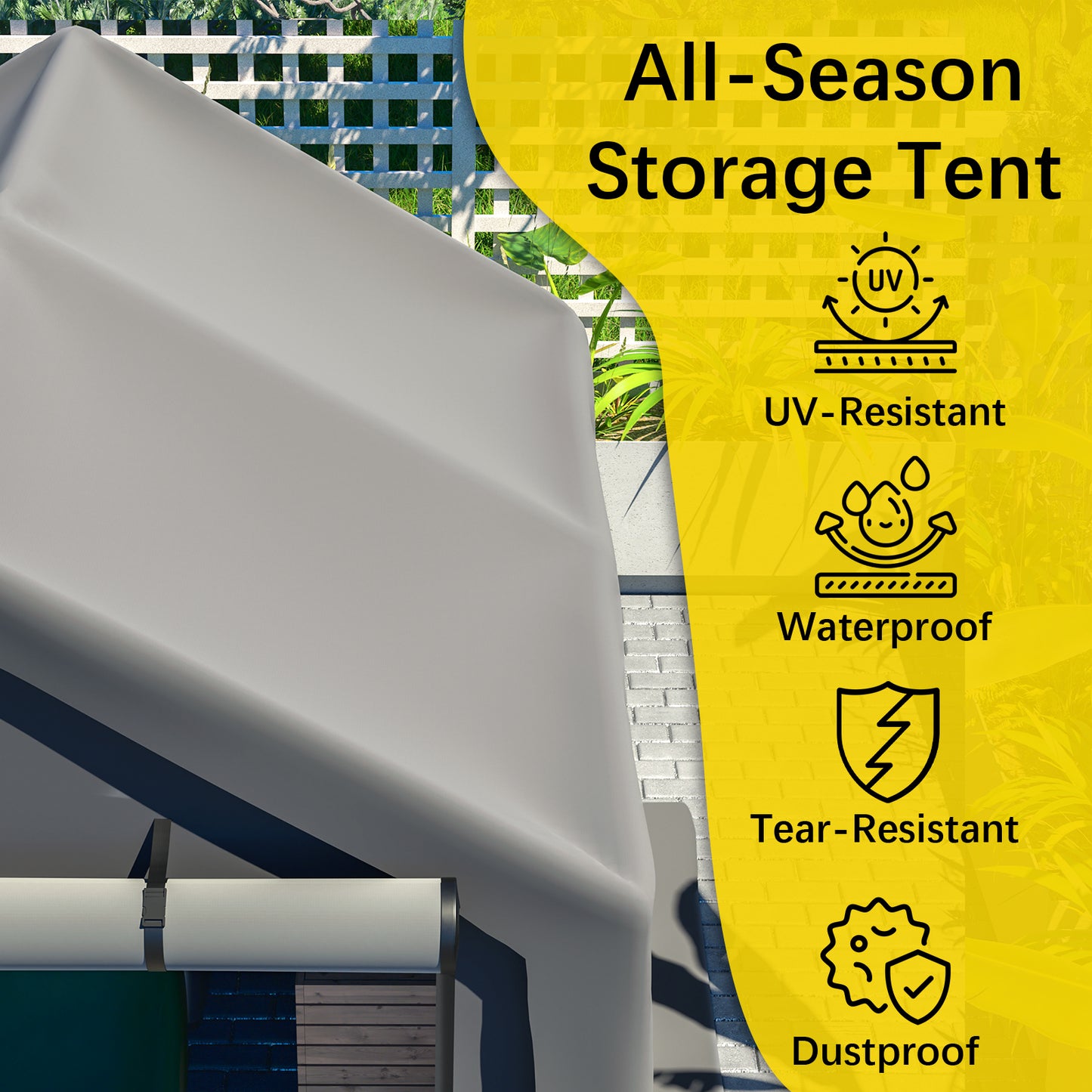 8x8 FT Multi-Purpose Outdoor Shelter Waterproof & UV-Resistant with Roll-Up Doors image 6