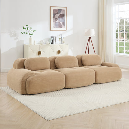 3-seat sofa premiumCorduroy Fabric fabric modular multi-combination anti-slip design no assembly curved armrests ergonomic support high-resilience sponge for living rooms bedrooms,Camel image 3