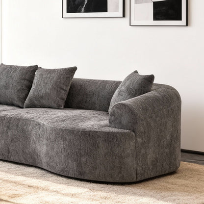 Curved Boneless Sofa,Compression Modular 108'' Sectional,Grey High-Density,Couches Sleeper for Living Room Bedroom Apartment Lounge,Chenille image 8