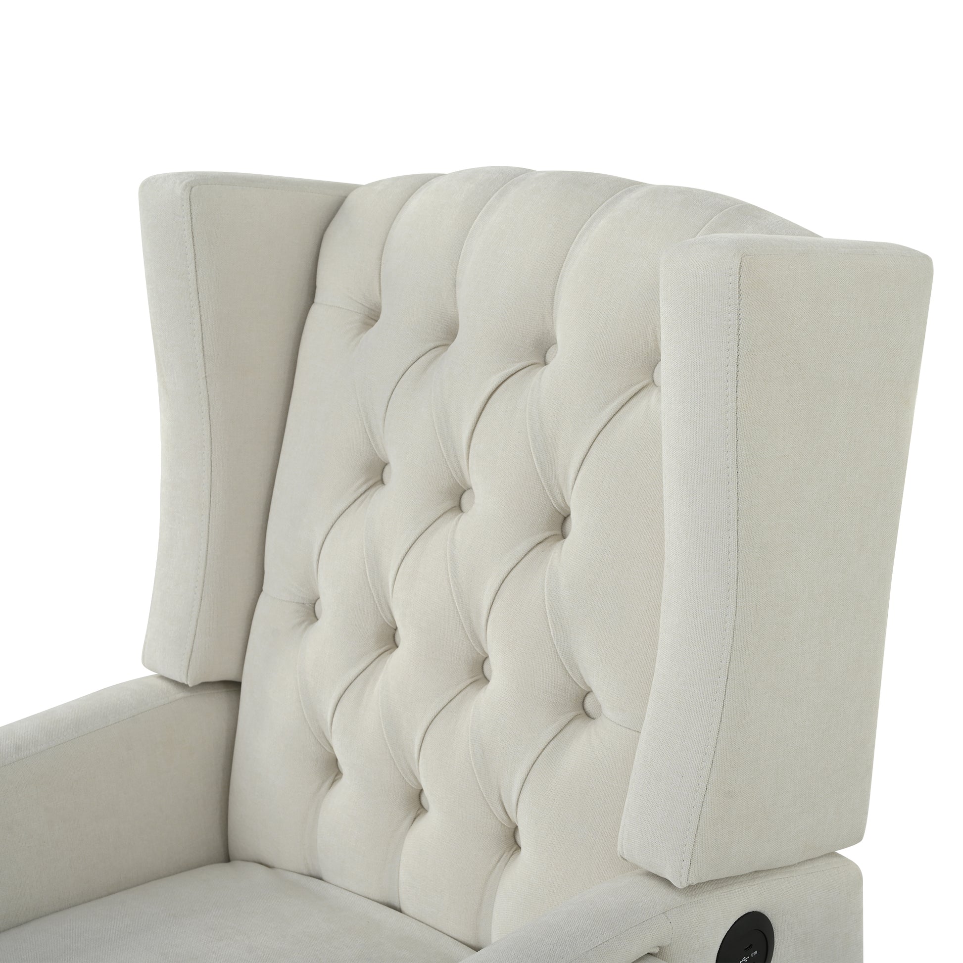 Manual Adjustable WingBack Recliner Chair. with Foldable Side Table, USB Charging ports,Modern Comfy PushBack Reclining Chairs for Living Room, Bedroom,Dorm, Office image 6