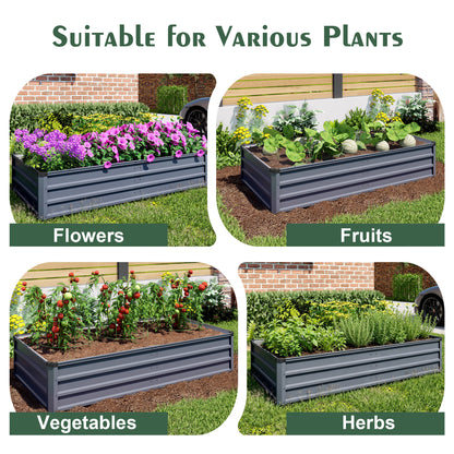 6x3x1ft 2pcs large Garden Bed Kit, Grey Galvanized Metal Outdoor Garden Boxes, Suitable for Outdoor Ground Gardens for Growing Plants, Vegetables Flowers Herb image 8