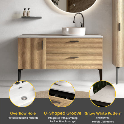 Emilia 48" Striped Natural Oak Bathroom Vanity with Sink, without drainage and faucet, Freestanding Bathroom Cabinet for Modern Bathroom, KD image 5