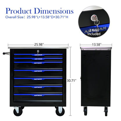 7 DRAWERS MULTIFUNCTIONAL TOOL CART WITH WHEELS-BLACK&BLUE image 7