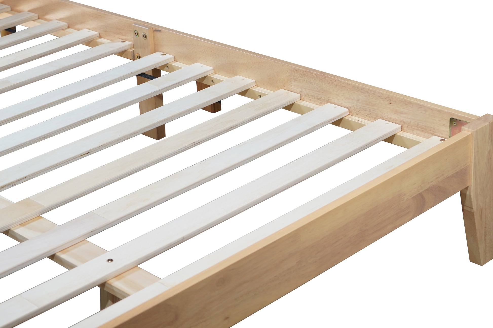 Queen Size Rubber Wooden, Solid Wooden Bed with Rattan Headboard, Enhanced by Support Feet,Natural image 3