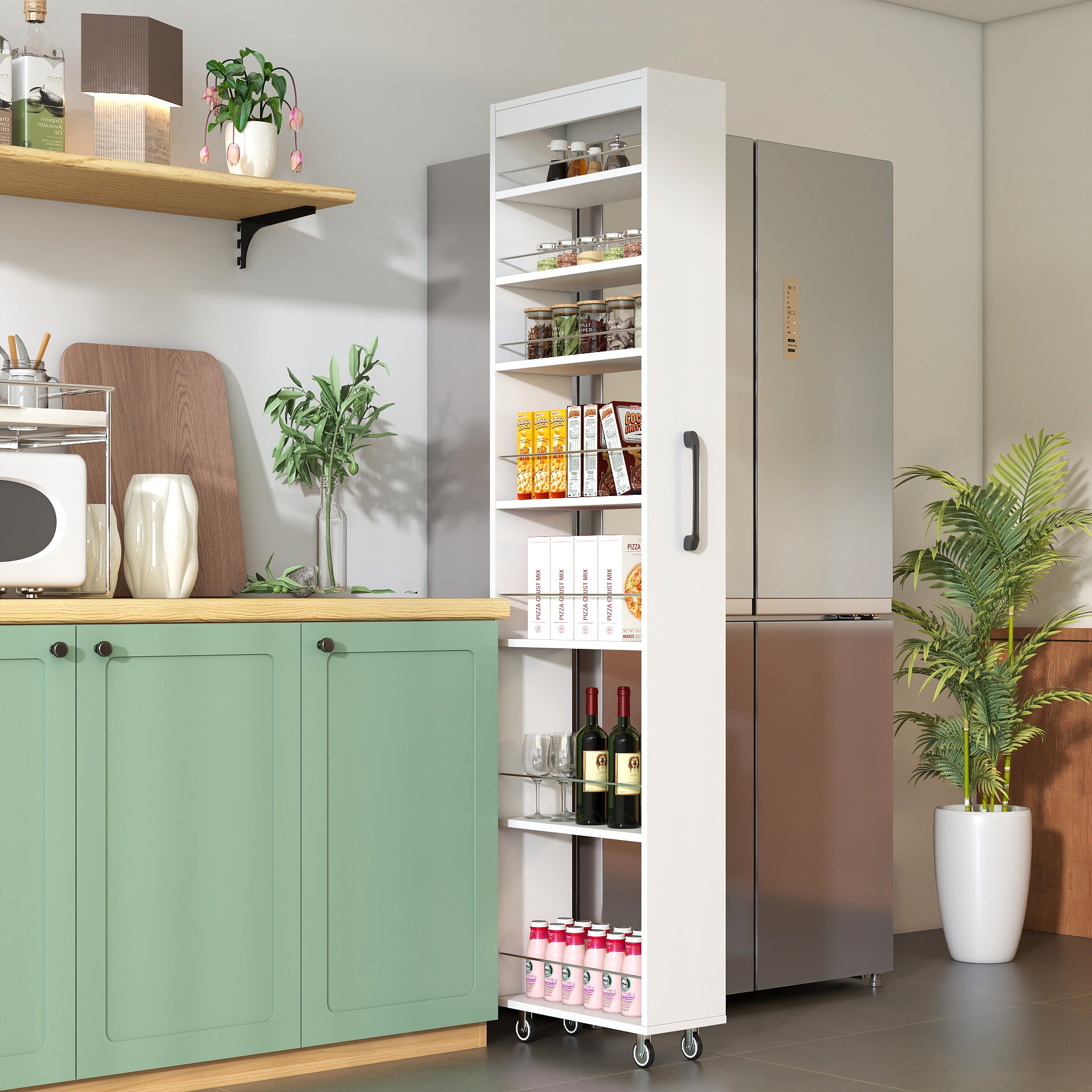 7 Tier multi-functional pull-out multi-tier storage Single-sided open shelf for Kitchen, Living Room & Narrow Spaces image 1
