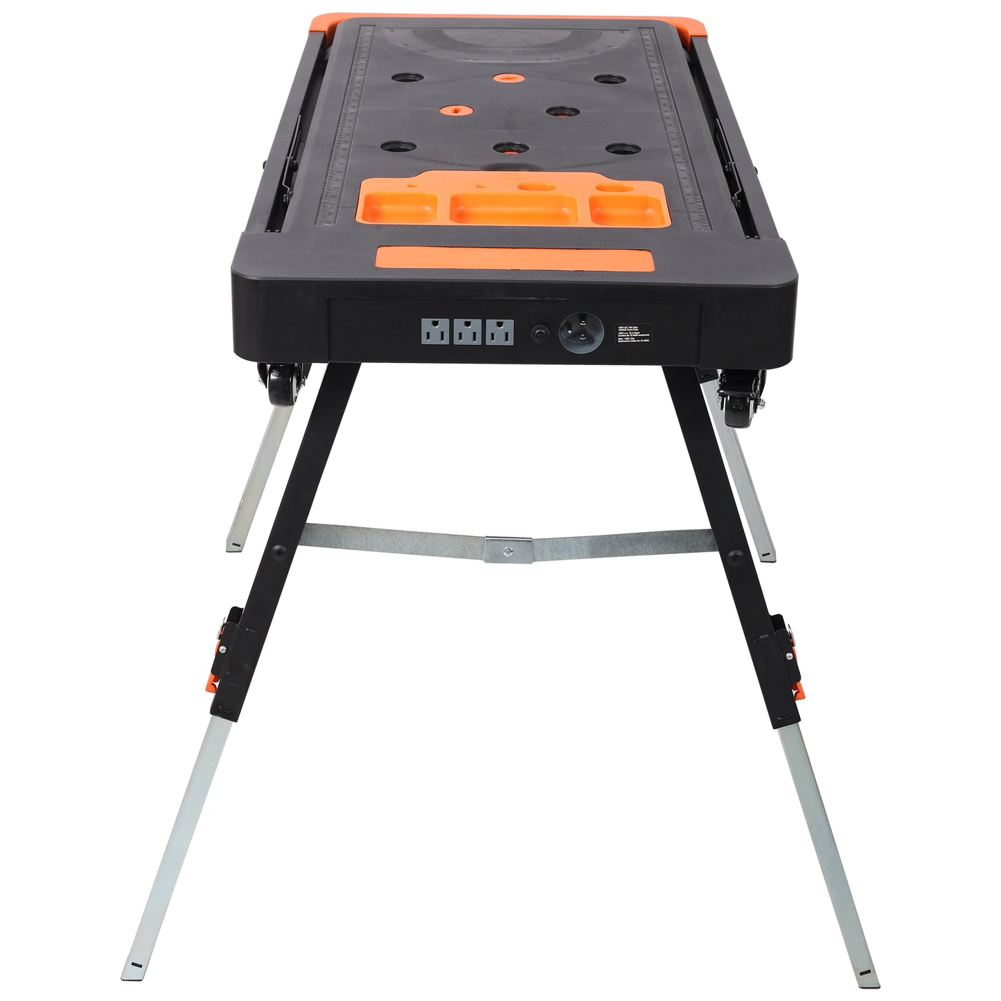 8-in-1 Multifunctional Folding Work Table with US Standard Socket, Portable Heavy Duty Workbench with Wheels for Garage Workshop Home Use image 7