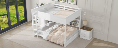 Queen over Queen Bunk Bed with Storage Cabinets and USB Ports, White image 7