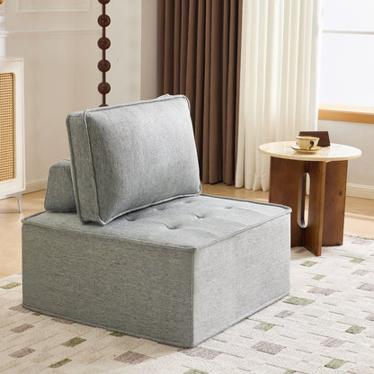 The light gray linen wooden frame sofa can be freely spliced, meeting various needs such as in small apartment living rooms and adapting to various decoration styles." image 2